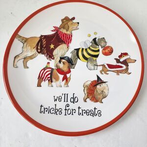Pier 1 Imports We’ll Do Tricks For Treats Halloween Dogs 9” Melamine Plate